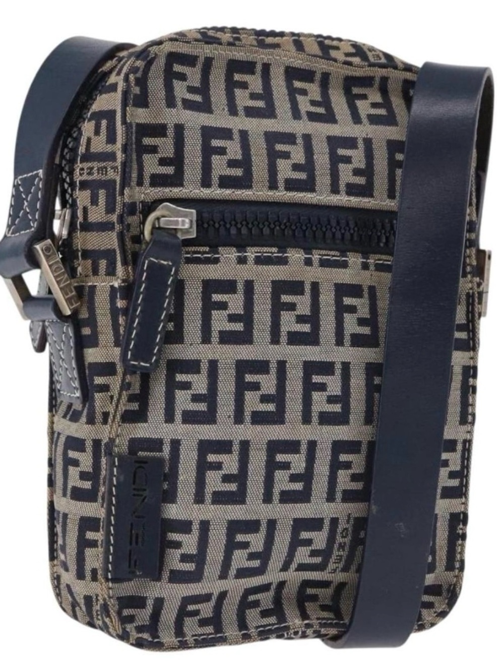 Fendi Brown and Black FF Logo Messenger Pouch